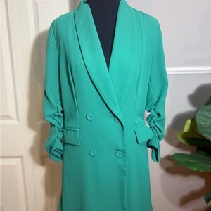 Skies Are Blue Vibrant Green Double-Breasted Blazer
